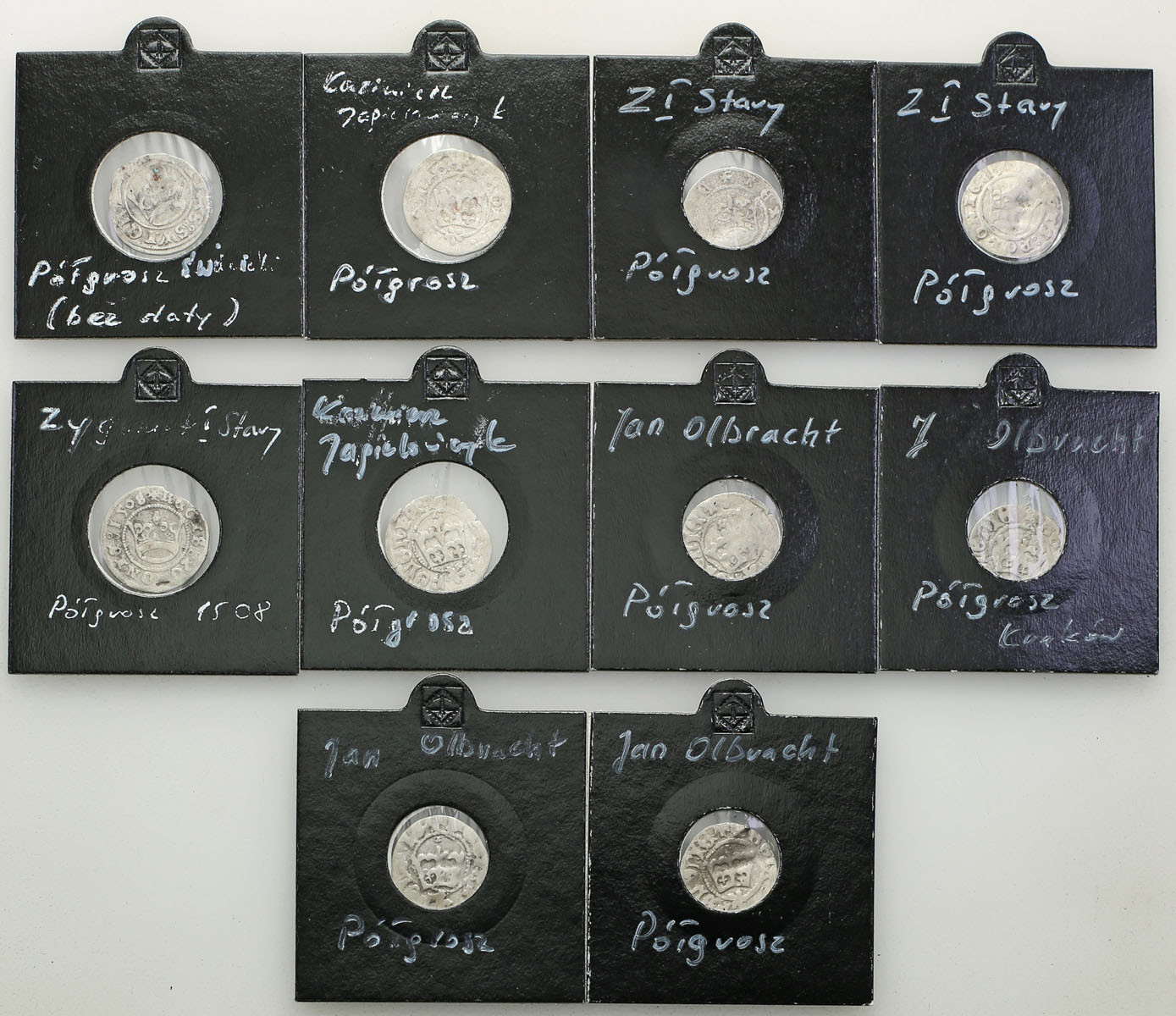 Zygmunt I Stary, Kazimierz Jagiellończyk, Jan Olbracht, Ludwik Jagiellończyk, , Półgrosz - 10 monet